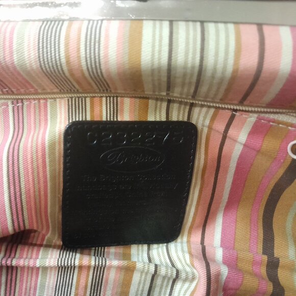 Brighton Black Leather Croc Embossed Doctor Bag Satchel Top Handle Purse Heart - Picture 7 of 7